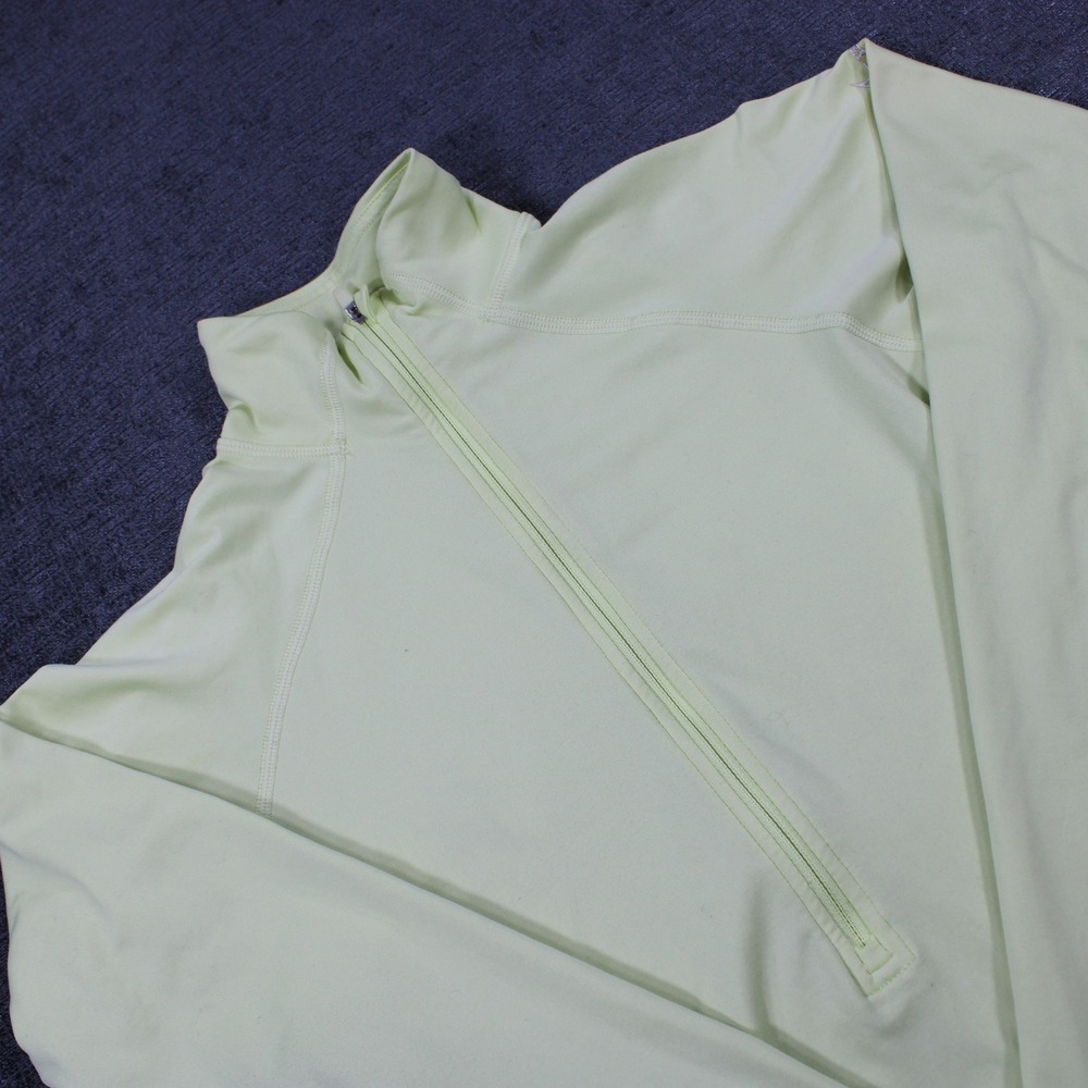 Nike Dri-FIT Womens Quarter Zip Pullover Lime Green Thumbholes Athletic Top